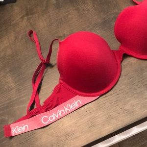 Red Calvin Klein bra